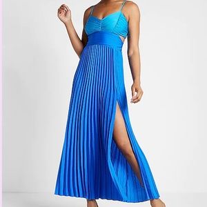 Express - Pleated Color Block Cutout Maxi